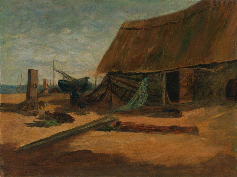 Edward Mitchell Bannister reprodukcija Fishing Shacks (ca. 1877-1885), VISOS REPRODUKCIJOS , paveikslai, reprodukcijos internetu