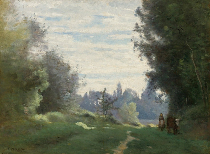 Rayons Du Matin (La Vache Allant Aux Champs) reproduction of painting by Jean-Baptiste-Camille Corot. ALL GICLEE PRINTS