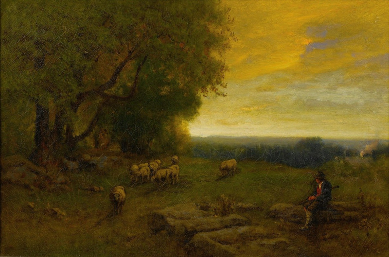 George Inness reprodukcija Shepherd And Flock At Sunset (1872), VISOS REPRODUKCIJOS , paveikslai, reprodukcijos internetu