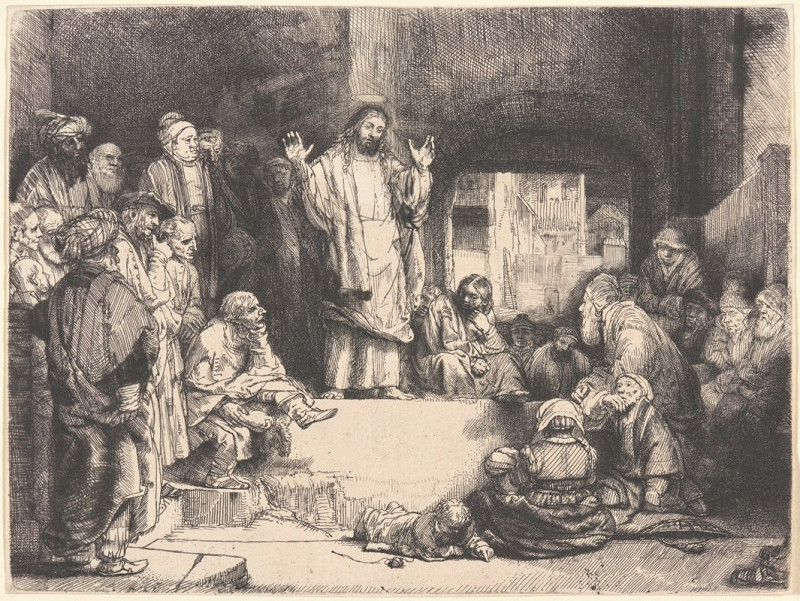 Christ Preaching (ca. 1652) reproduction of painting by Rembrandt van Rijn. ALL GICLEE PRINTS