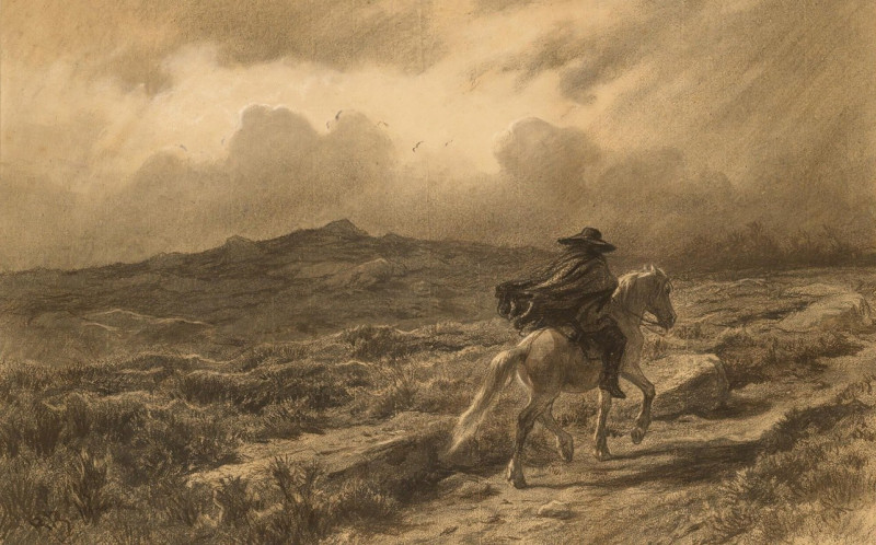 Rosa Bonheur reprodukcija Horse and rider on the Scottish highlands (The approaching storm), VISOS REPRODUKCIJOS , paveikslai...