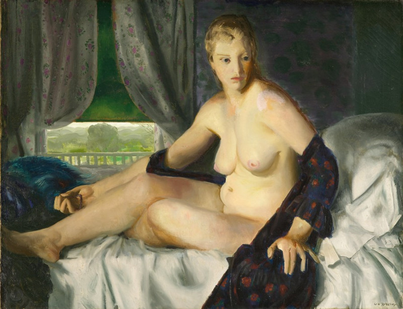 George Wesley Bellows reprodukcija Nude with Fan (1920), Aktas , paveikslai, reprodukcijos internetu