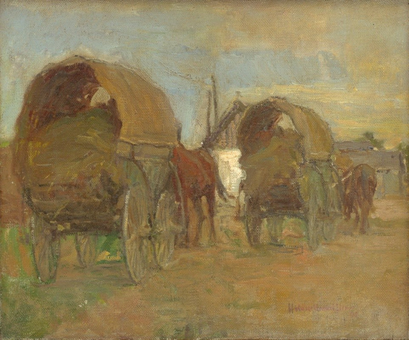 Gypsy Caravans (1918) reproduction of painting by Elemír Halász-Hradil. ALL GICLEE PRINTS