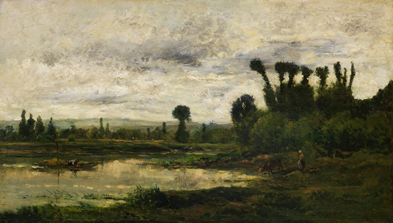 Charles François Daubigny reprodukcija Bords de l’Oise, Temps d´Orage (1872), VISOS REPRODUKCIJOS , paveikslai, reprodukcijos...