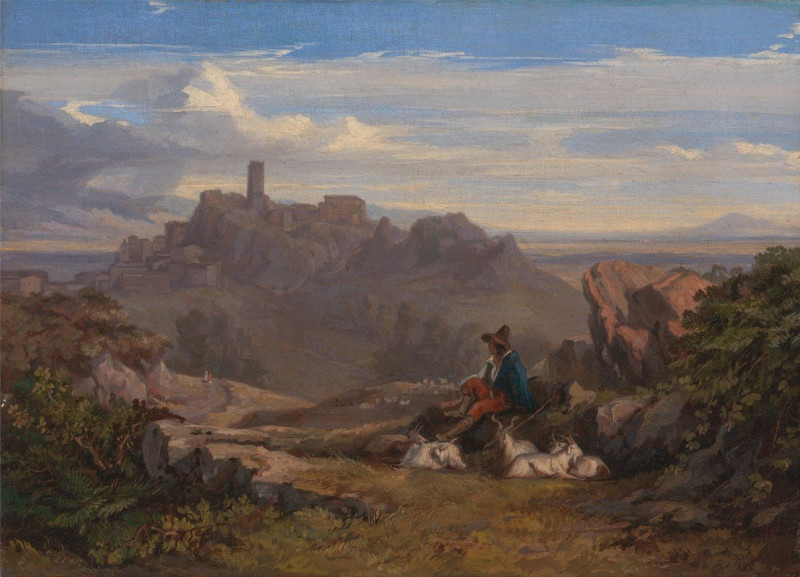 Landscape with Goatherd reproduction of painting by Edward Lear. ALL GICLEE PRINTS