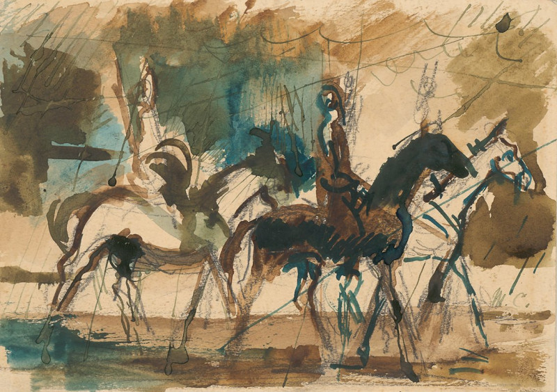 Study for Riders (1940-1949) reproduction of painting by Cyprián Majerník. ALL GICLEE PRINTS