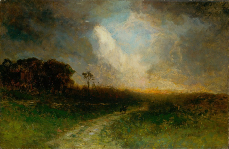 Edward Mitchell Bannister reprodukcija Untitled (landscape, man on horse) (1884), VISOS REPRODUKCIJOS , paveikslai, reprodukc...