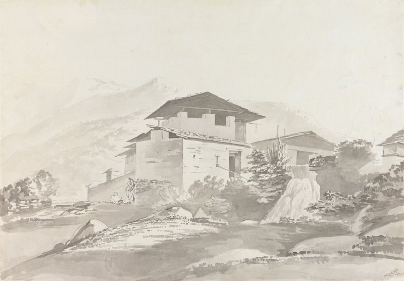 Near Tassisudon [Tashicho Dzong] (ca. 1783) reproduction of painting by Samuel Davis. ALL GICLEE PRINTS