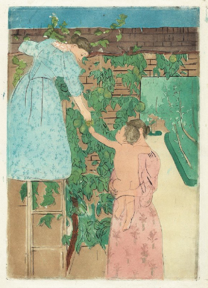 Mary Cassatt reprodukcija Gathering Fruit (circa 1893), VISOS REPRODUKCIJOS , paveikslai, reprodukcijos internetu