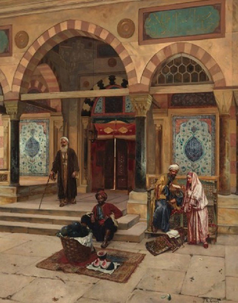 Outside The Mosque reproduction of painting by Rudolf Ernst. ALL GICLEE PRINTS