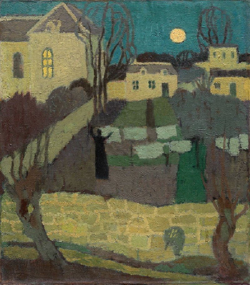 Maurice Denis reprodukcija Drying the Linen, or Moonrise at the Priory (1894), VISOS REPRODUKCIJOS , paveikslai, reprodukcijo...