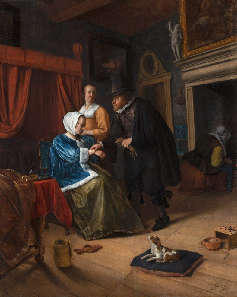 Jan Steen reprodukcija The Sick Girl (c. 1660), VISOS REPRODUKCIJOS , paveikslai, reprodukcijos internetu