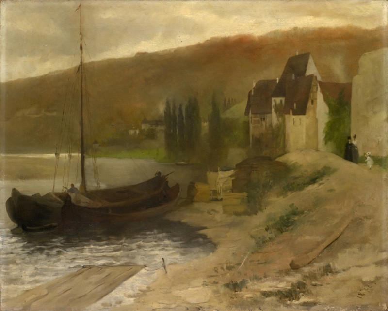 Landscape at the Main River (1872) reproduction of painting by Ernst Schiess. ALL GICLEE PRINTS