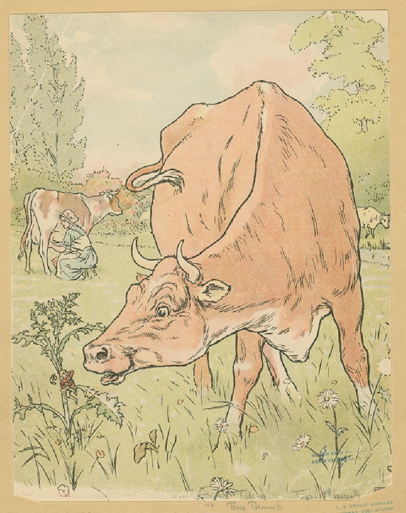 Leonard Leslie Brooke reprodukcija The cow sees Tom Thumb. (1922), VISOS REPRODUKCIJOS , paveikslai, reprodukcijos internetu