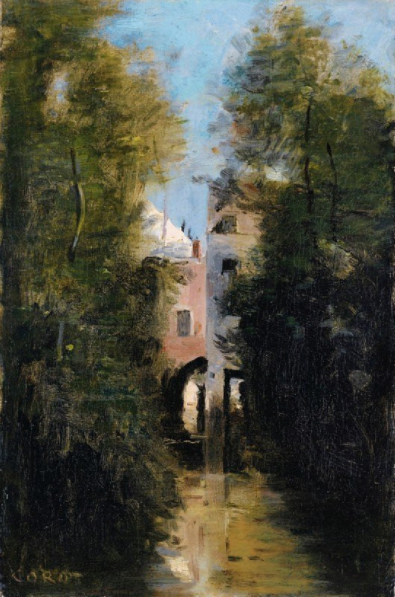 The Windmill On The Thérain River In Beauvais reproduction of painting by Jean-Baptiste-Camille Corot. ALL GICLEE PRINTS