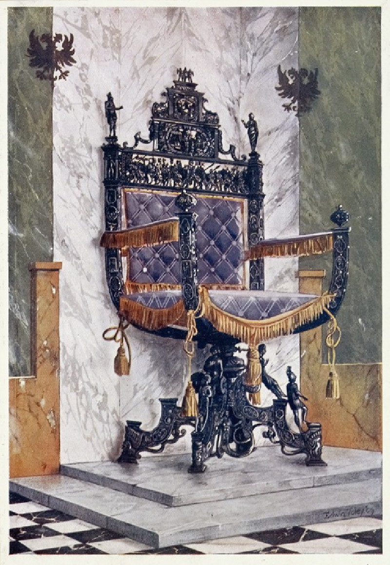 Edwin Foley reprodukcija Wrought steel chair. The property of Earl Radnor, Longford Castle. (1910 - 1911), VISOS REPRODUKCIJO...