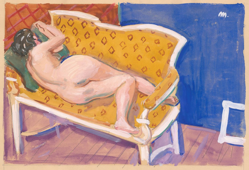 Reclining Nude reproduction of painting by Cyprián Majerník. Nude