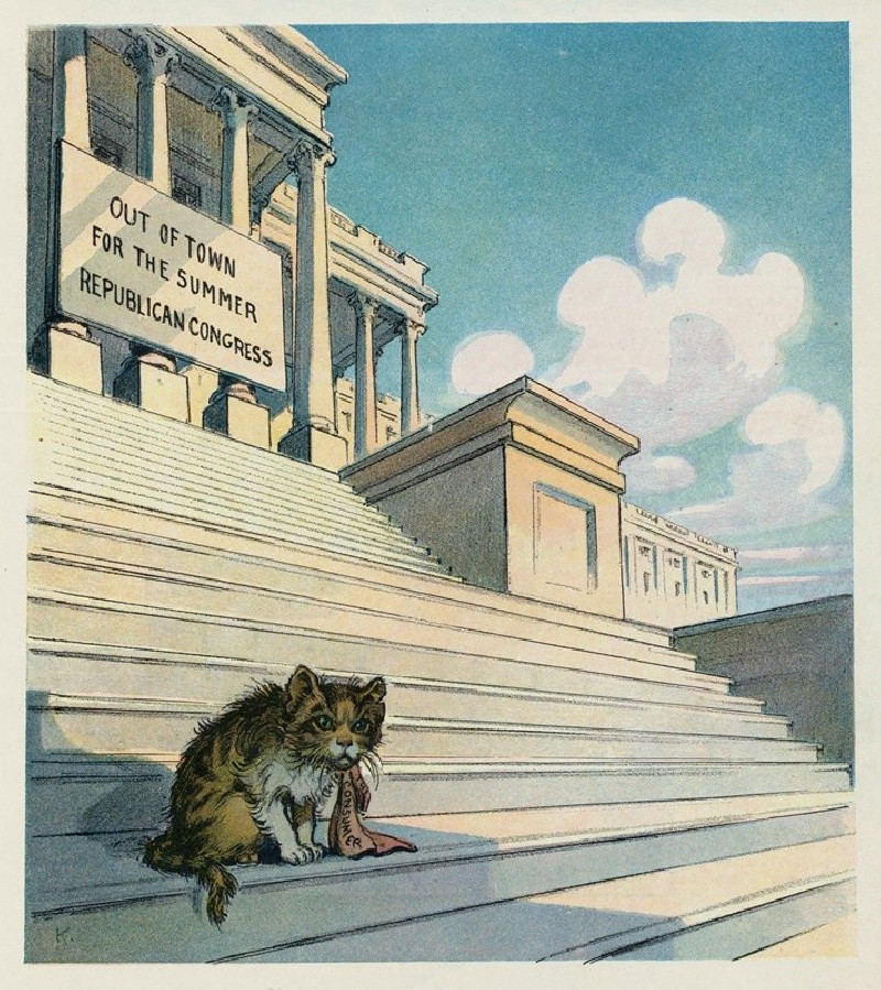 It’s a shame the way they treat that cat! (1910) reproduction of painting by Udo Keppler. ALL GICLEE PRINTS