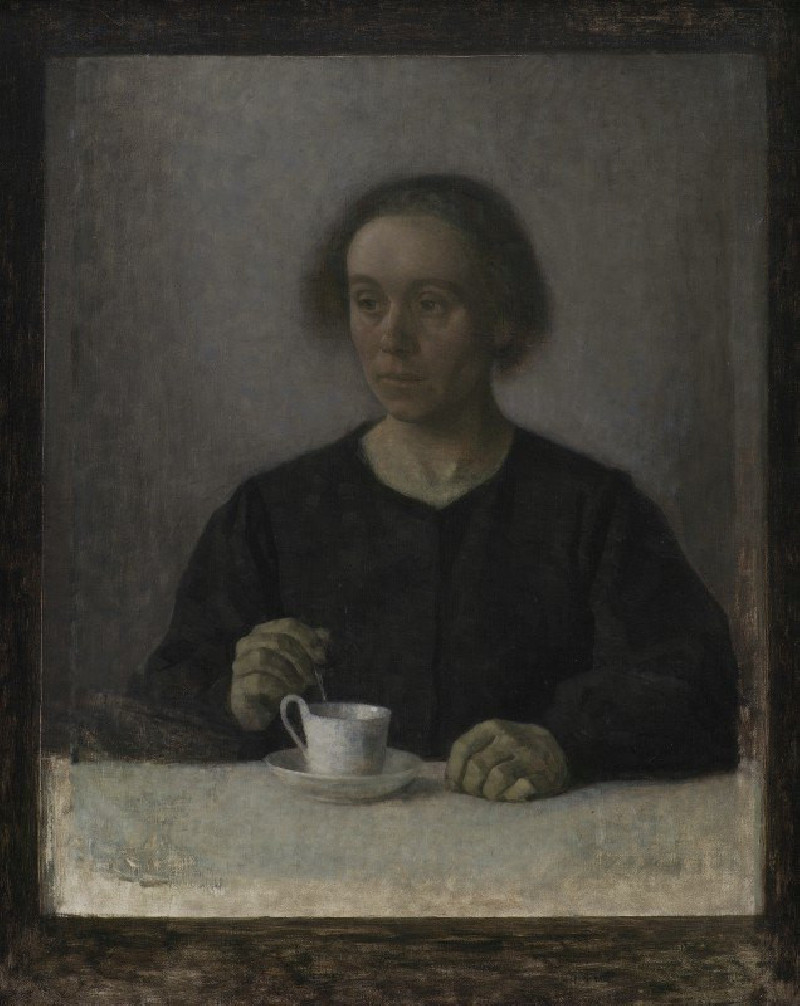 Ida Hammershøi, the Artist’s Wife, with a Teacup (1907) reproduction of painting by Vilhelm Hammershøi. ALL GICLEE PRINTS