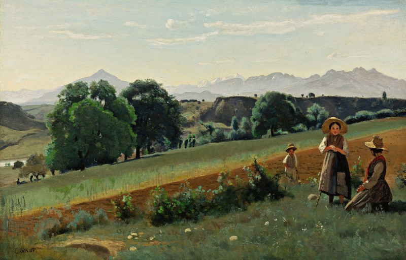 Mornex (Haute-Savoie)-Au Fond, Le Môle reproduction of painting by Jean-Baptiste-Camille Corot. ALL GICLEE PRINTS