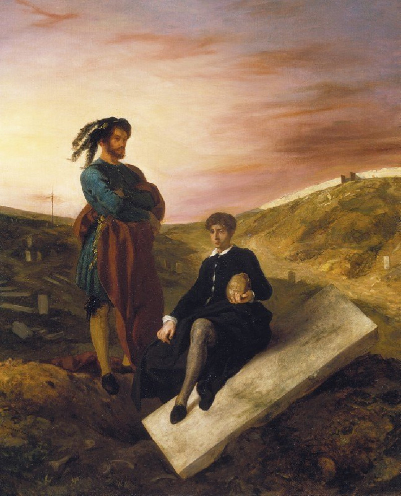 Hamlet and Horatio at the Cemetery (1835) reproduction of painting by Eugène Delacroix. ALL GICLEE PRINTS