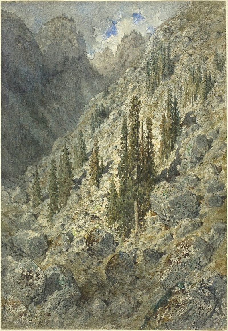 Gustave Doré reprodukcija An Alpine Valley with Trees and Boulders (1876), VISOS REPRODUKCIJOS , paveikslai, reprodukcijos in...