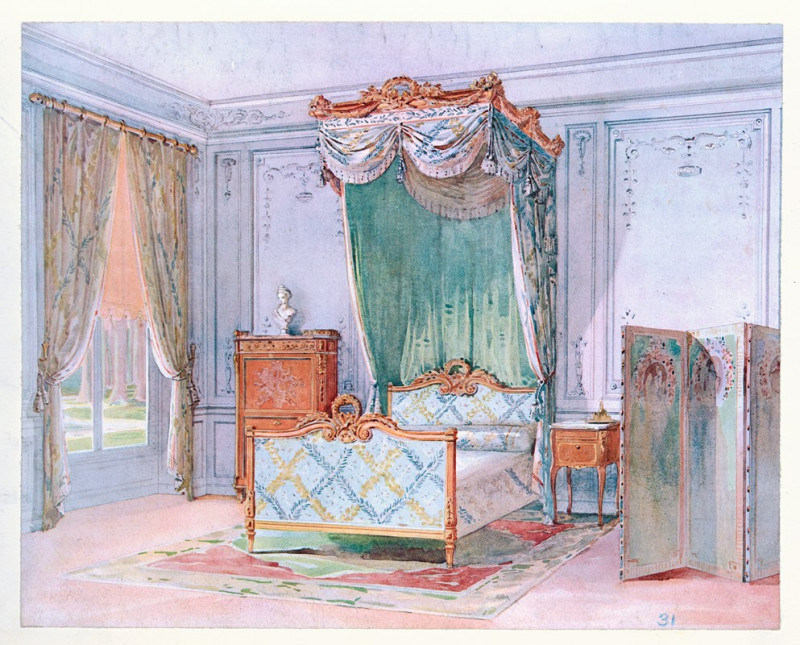 Georges Rémon reprodukcija Chambre a coucher Louis XVI, peinte en gris…. (1907), VISOS REPRODUKCIJOS , paveikslai, reprodukci...