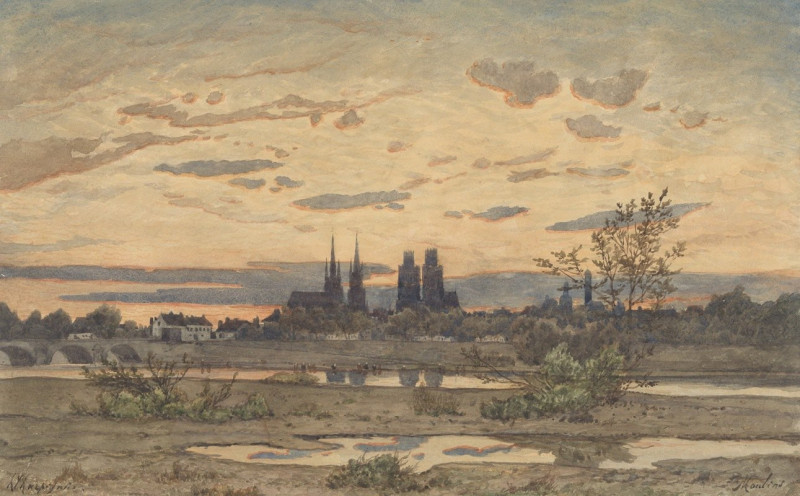 Henri-Joseph Harpignies reprodukcija A View of Moulins (ca. 1850–60), VISOS REPRODUKCIJOS , paveikslai, reprodukcijos internetu