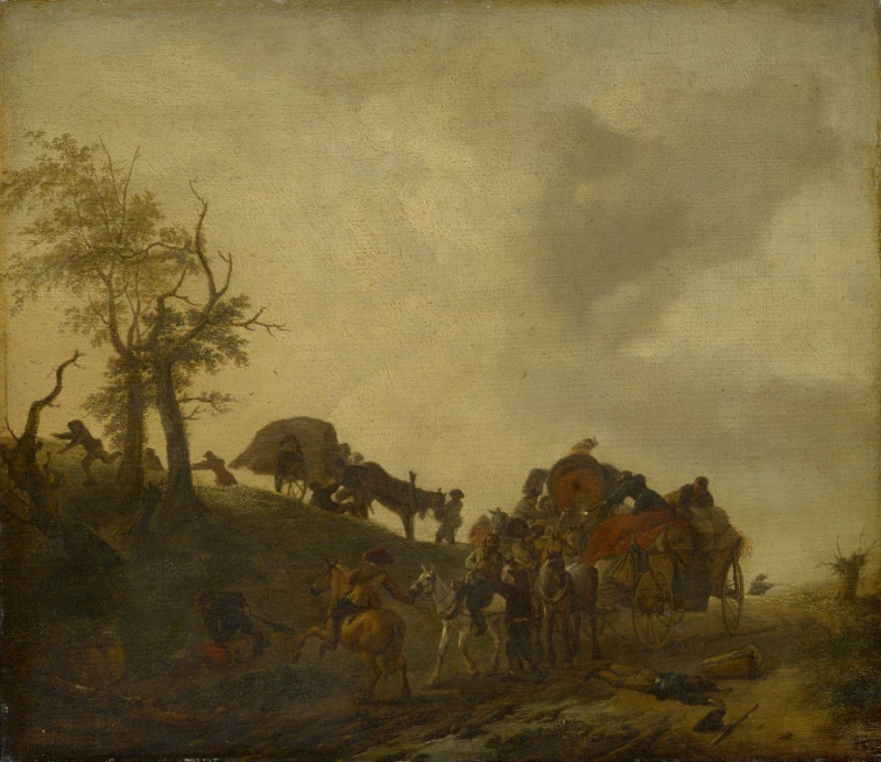 An Assault upon Travellers (1643) reproduction of painting by Philips Wouwerman. ALL GICLEE PRINTS