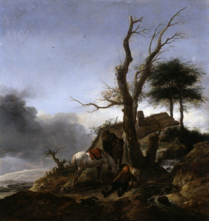 Halt of Travellers reproduction of painting by Philips Wouwerman. ALL GICLEE PRINTS