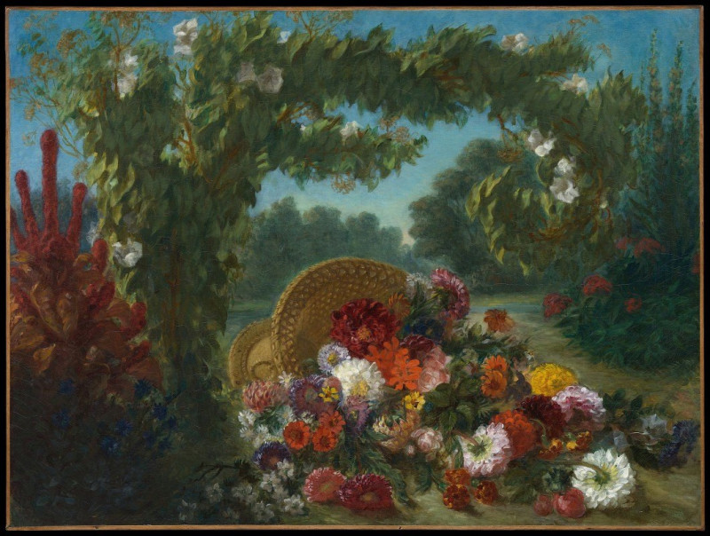 Basket of Flowers (1848–49) reproduction of painting by Eugène Delacroix. ALL GICLEE PRINTS