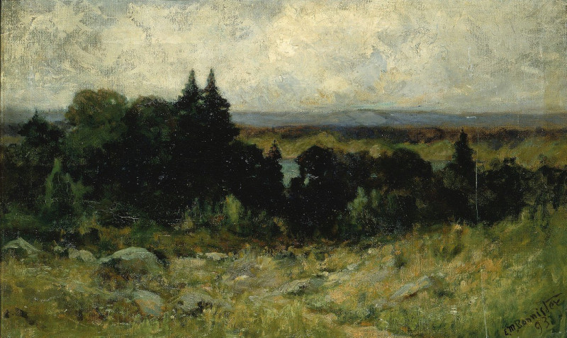 Edward Mitchell Bannister reprodukcija Untitled (landscape, fields with rocks and trees) (1893), VISOS REPRODUKCIJOS , paveik...