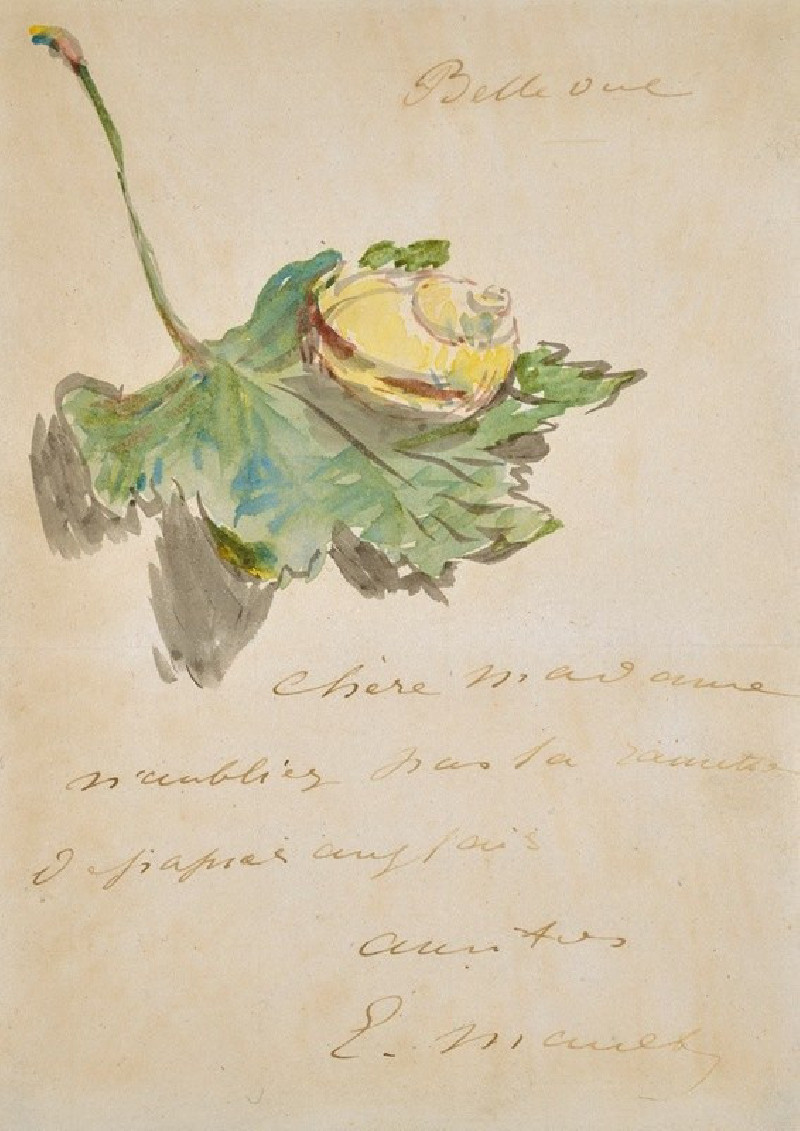 Edouard Manet reprodukcija Letter Decorated with a Snail on a Leaf (1880), VISOS REPRODUKCIJOS , paveikslai, reprodukcijos in...