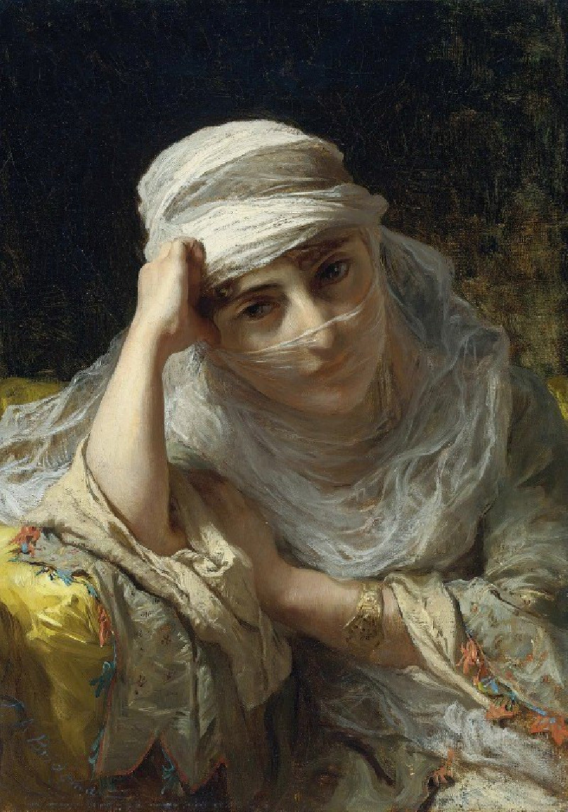 Frederick Arthur Bridgman reprodukcija A Constantinople Beauty, VISOS REPRODUKCIJOS , paveikslai, reprodukcijos internetu