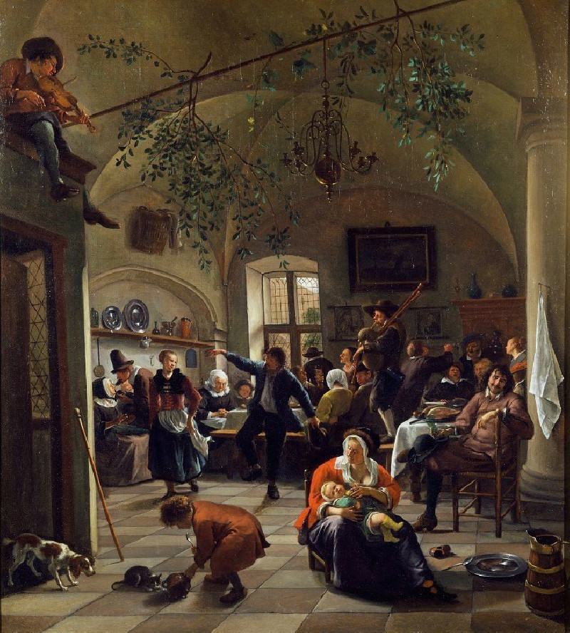 Merrymaking in a Tavern (probably 1674) reproduction of painting by Jan Steen. ALL GICLEE PRINTS