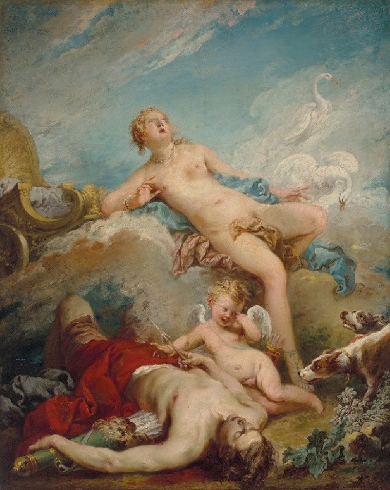 Venus discovering the dead Adonis reproduction of painting by Francois Boucher. ALL GICLEE PRINTS