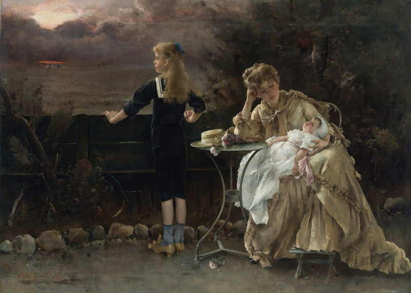 Mère Et Ses Enfants (1883) reproduction of painting by Alfred Stevens. ALL GICLEE PRINTS