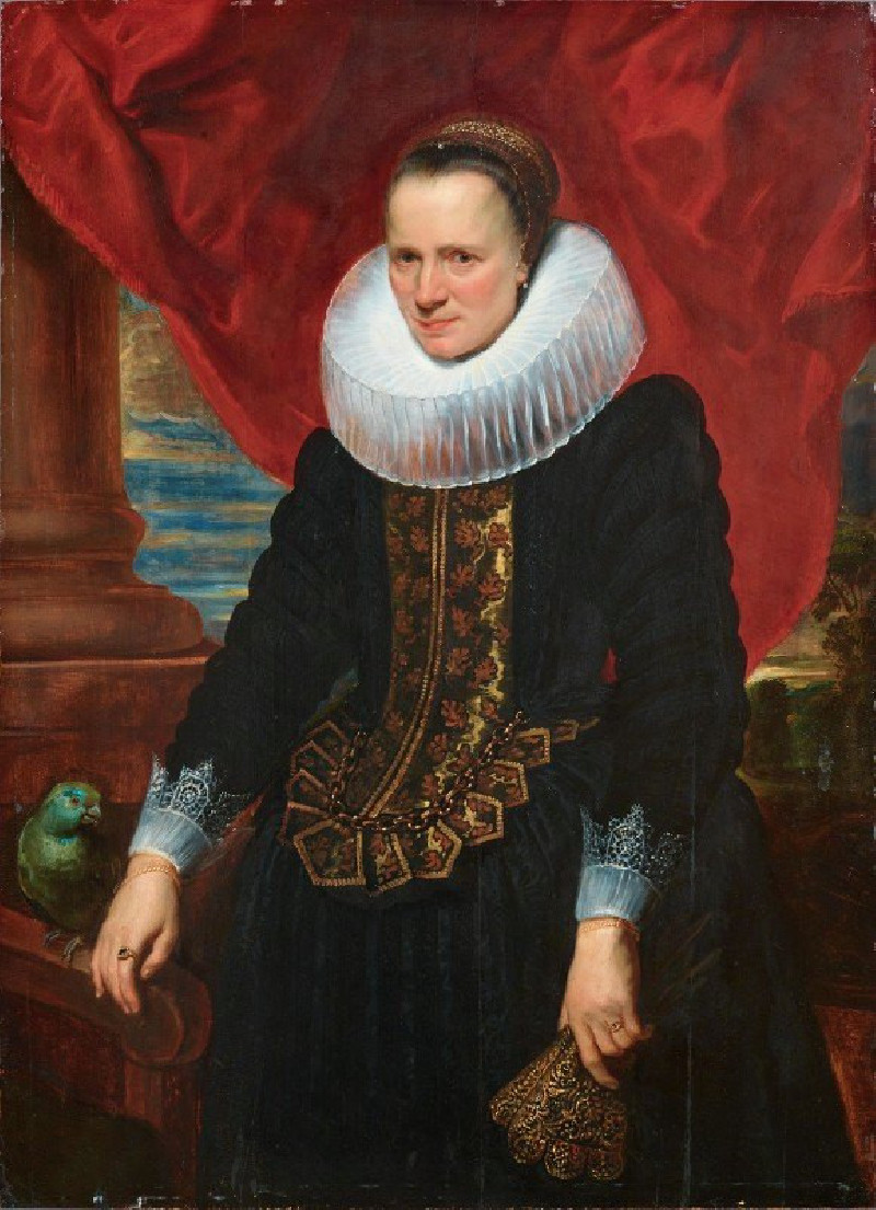 Portrait Of A Noblewoman With A Parrot reproduction of painting by Anthony van Dyck. ALL GICLEE PRINTS