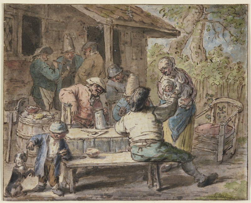 Bauern mit Kindern vor einem Haus (ca. 1655 – 1670) reproduction of painting by Adriaen van Ostade. ALL GICLEE PRINTS