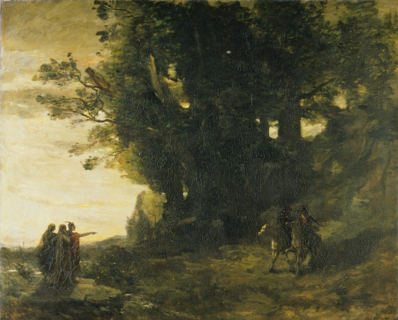 Macbeth, paysage (Macbeth, Landscape) (1858 - 1859) reproduction of painting by Jean-Baptiste-Camille Corot. ALL GICLEE PRINTS