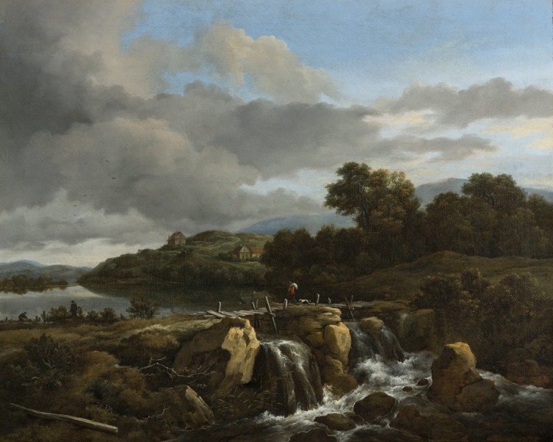 Landscape with Cascade (1670-1675) reproduction of painting by Jacob van Ruisdael. ALL GICLEE PRINTS