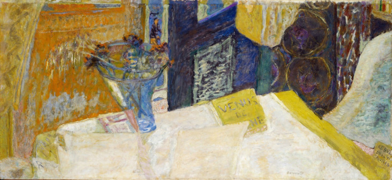 Still Life with Bouquet of Flowers , Venus of Cyrene (1930) reproduction of painting by Pierre Bonnard. Still-life