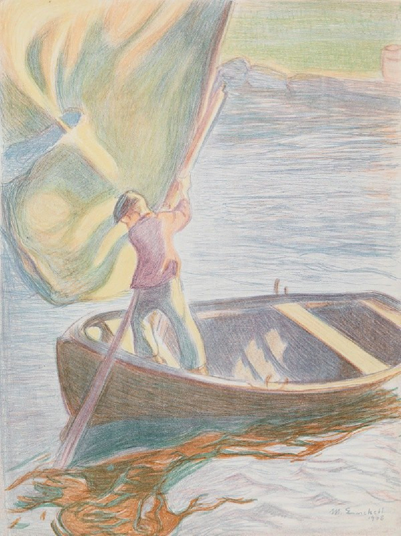 Boy and Sail (1908) reproduction of painting by Magnus Enckell. ALL GICLEE PRINTS