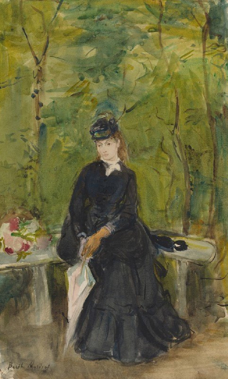 The Artist’s Sister Edma Seated In A Park (1864) reproduction of painting by Berthe Morisot. ALL GICLEE PRINTS