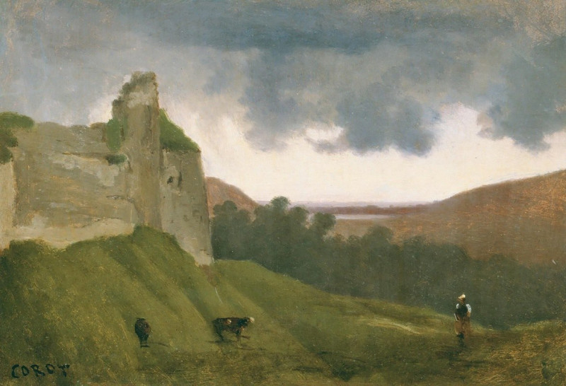 Arques, Ruines Du Chateau reproduction of painting by Jean-Baptiste-Camille Corot. ALL GICLEE PRINTS