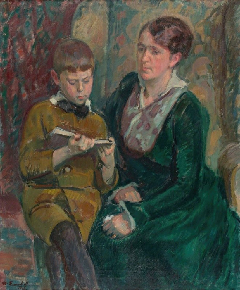 Mrs. Esther Cederhvarf with Her Son (1916) reproduction of painting by Magnus Enckell. ALL GICLEE PRINTS