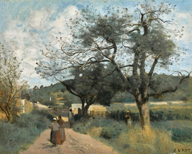 Jean-Baptiste-Camille Corot reprodukcija Marcoussis, Route À Travers Les Champs, VISOS REPRODUKCIJOS , paveikslai, reprodukci...