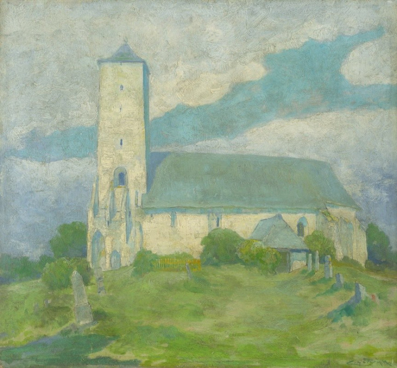 Church in Svinica (1912-1920) reproduction of painting by Ľudovít Čordák. ALL GICLEE PRINTS