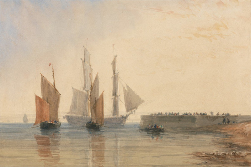 Entrance to Calais Harbour (circa 1829) reproduction of painting by David Cox. ALL GICLEE PRINTS