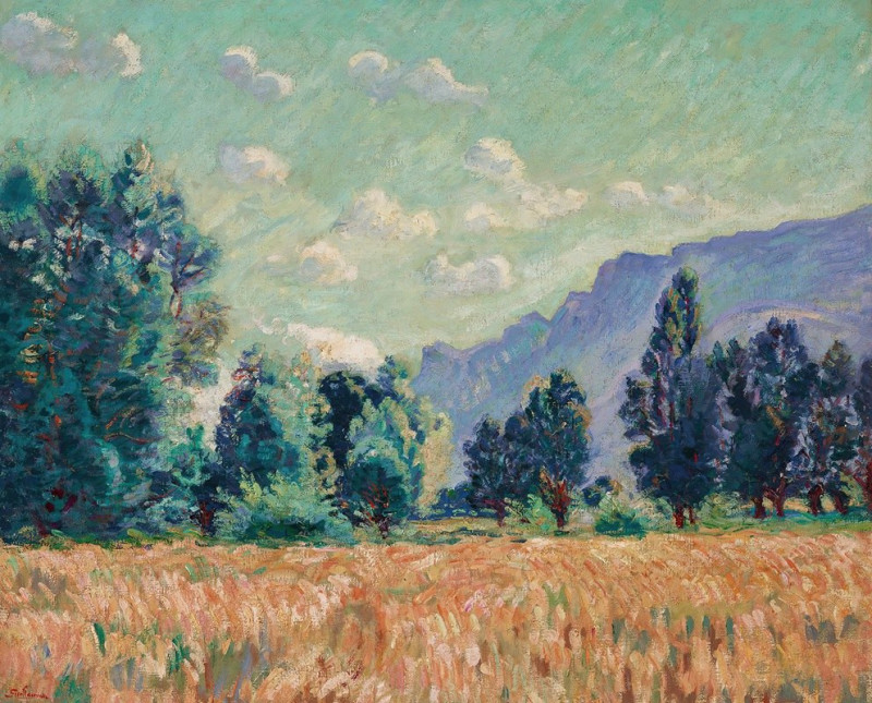 Pontcharra, Vallée de l’Isère, le Mont Granier dans le fond (1901) reproduction of painting by Armand Guillaumin. ALL GICLEE ...